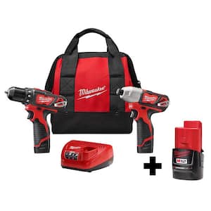 M12 12V Lithium-Ion Cordless Drill Driver/Impact Driver Combo Kit (2-Tool) with M12 2.0Ah Compact Battery