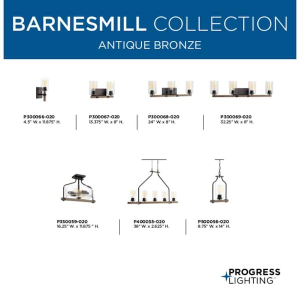 Progress Lighting Barnes Mill Collection 5-Light Antique Bronze Chandelier with Shade