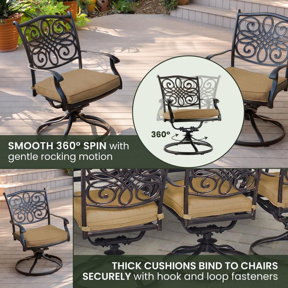 Bronze Aluminum 9-Piece Outdoor Dining Set with Natural Cushions