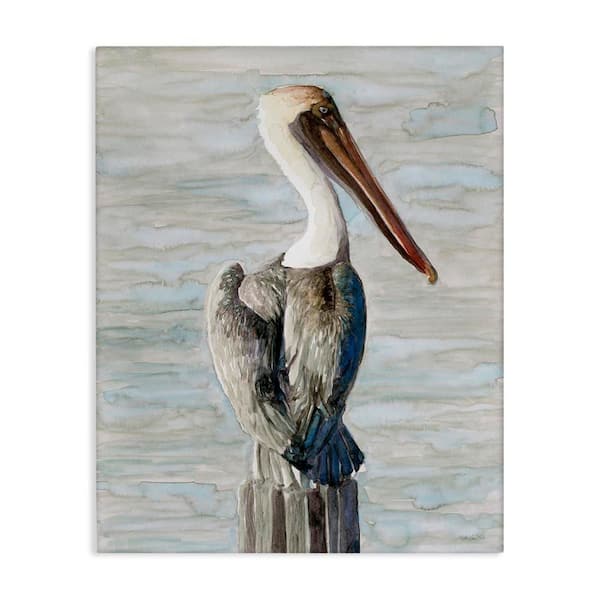 Long Beak Pelican Painting Coastal Waterfowl by Stellar Design Studio Unframed Graphic Art Print Animal 20 in. x 16 in.