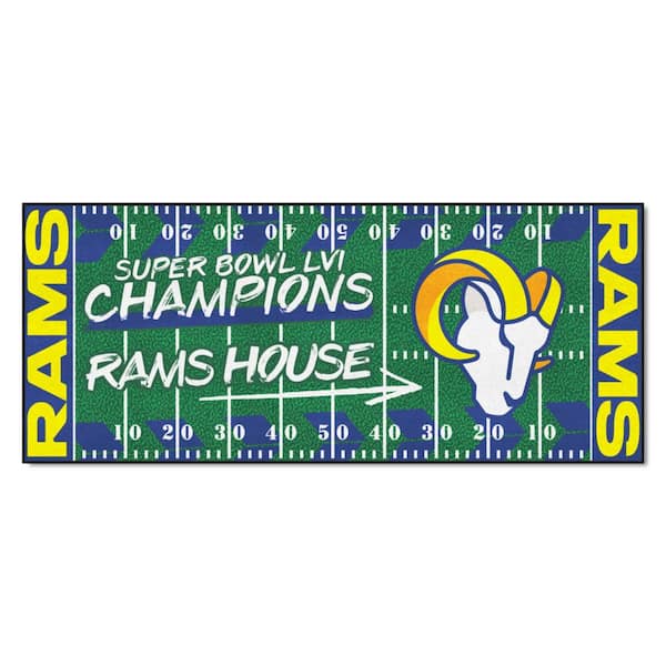 FANMATS Los Angeles Rams Green Super Bowl LVI 2 ft. x 6 ft. Football Field Runner Rug