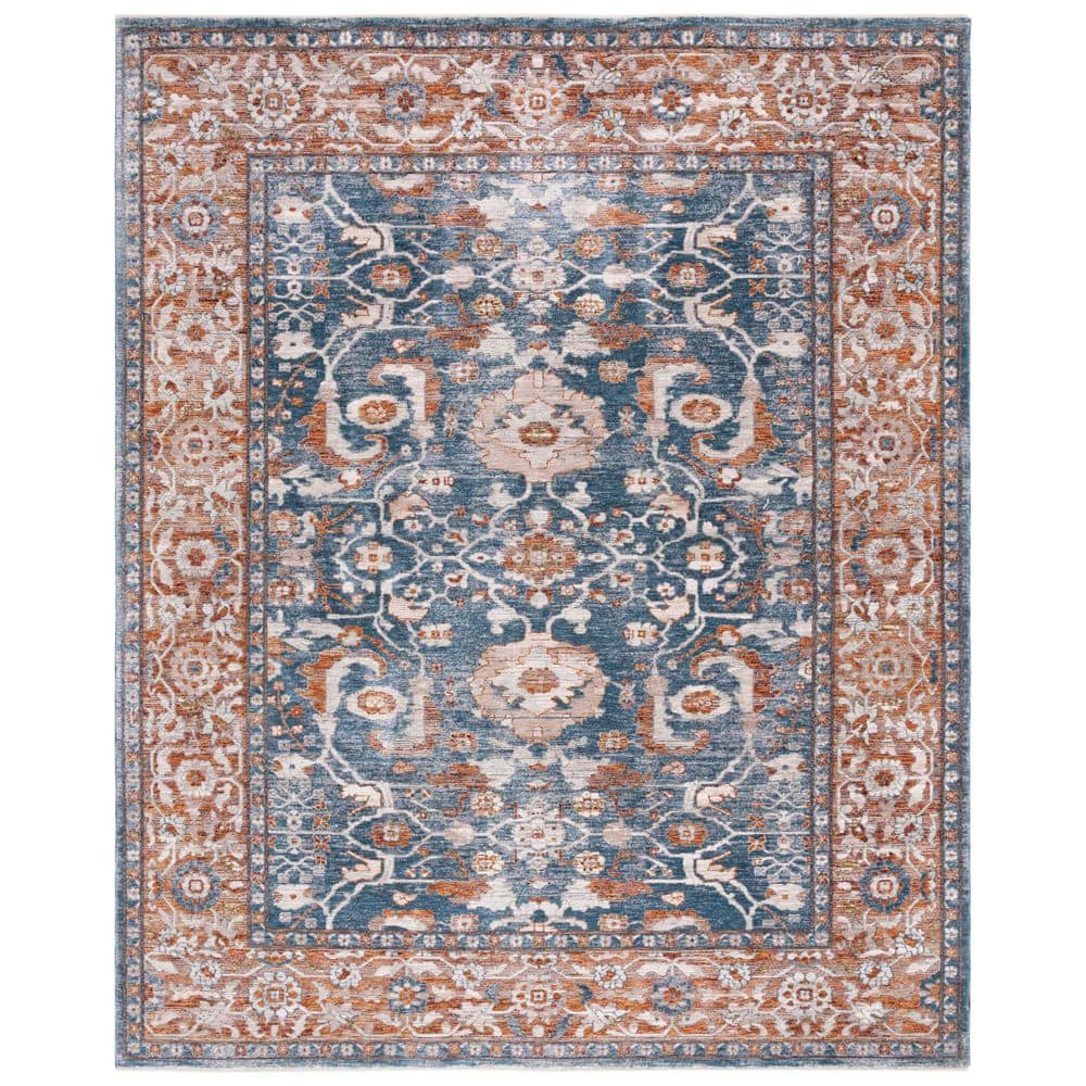 Blue Rectangular Rug With Rust Edge SAFAVIEH Heirloom 8 ft. x 10 ft. Blue/Rust Distressed Ornate Area Rug ...
