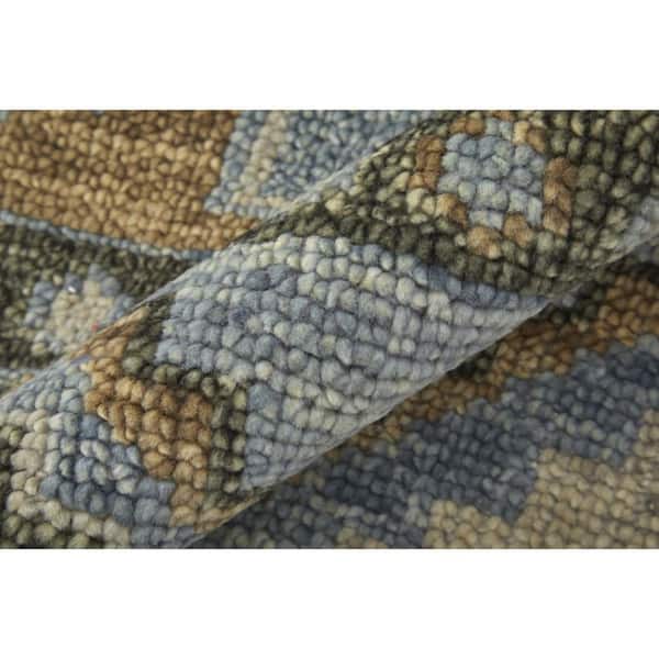 2 ft. x 12 ft. Ivory, Tan, Blue Oriental Runner Rug