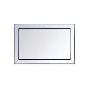 Timeless Home 48 in. W x 32 in. H x Contemporary Frameless Rectangle Blue Mirror