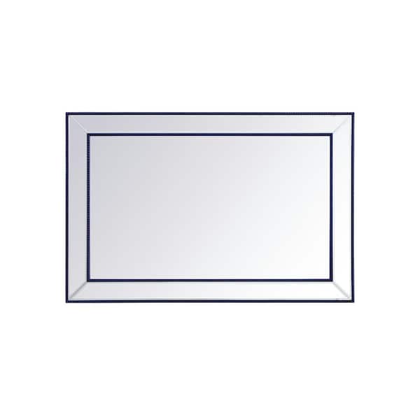 Unbranded Timeless Home 48 in. W x 32 in. H x Contemporary Frameless Rectangle Blue Mirror