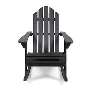 Hollywood Dark Gray Wood Adirondack Outdoor Patio Rocking Chair