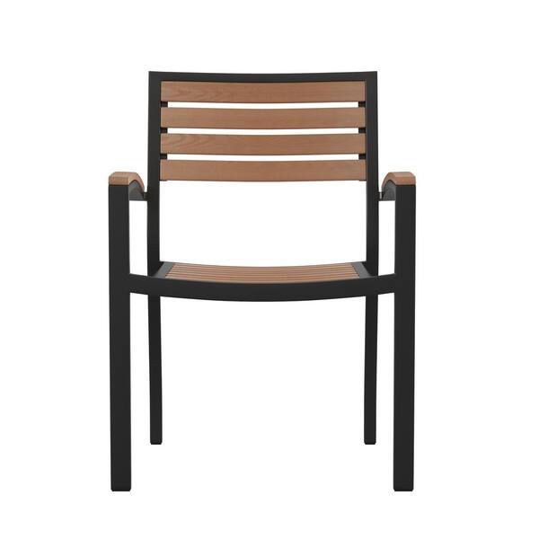 Carnegy Avenue Black Aluminum Outdoor Dining Chair in Wood