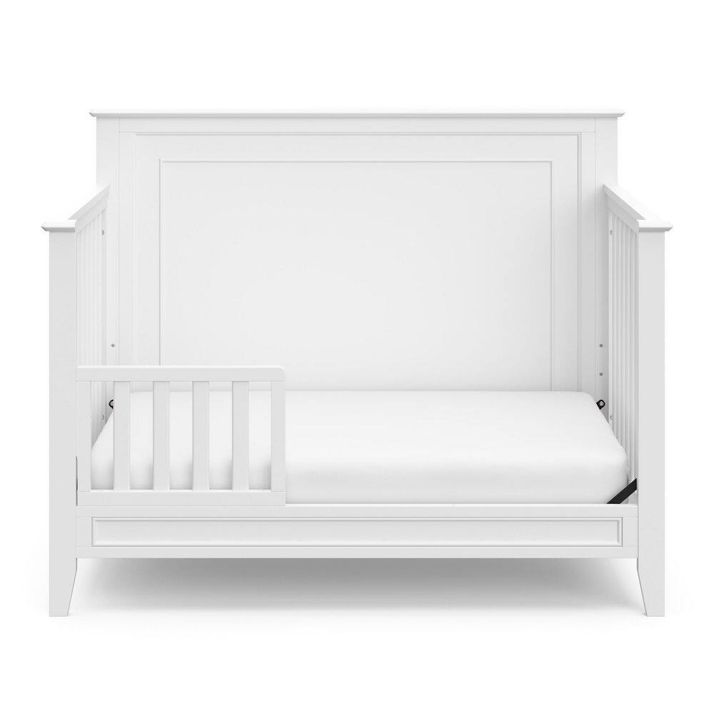 White 5-in-1 Convertible Crib with Mattress Protector