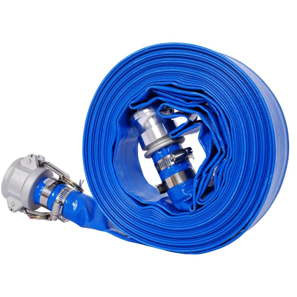 Backwash Hose 1.5 in.ID x 50 ft. Heavy Duty Blue PVC Lay Flat Water Discharge Pump Hose w/luminum Camlock C & E Fittings price history on PriceWatchPro