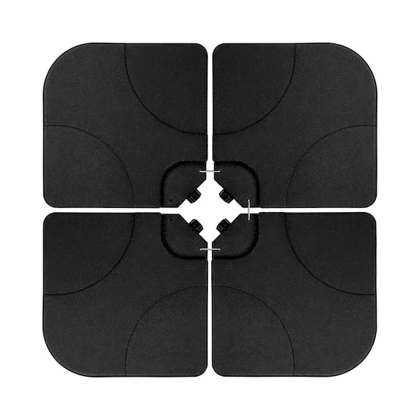 Angel Sar 4-Piece HDPE Plastic Universal Standard Cross Patio Umbrella Base in Black