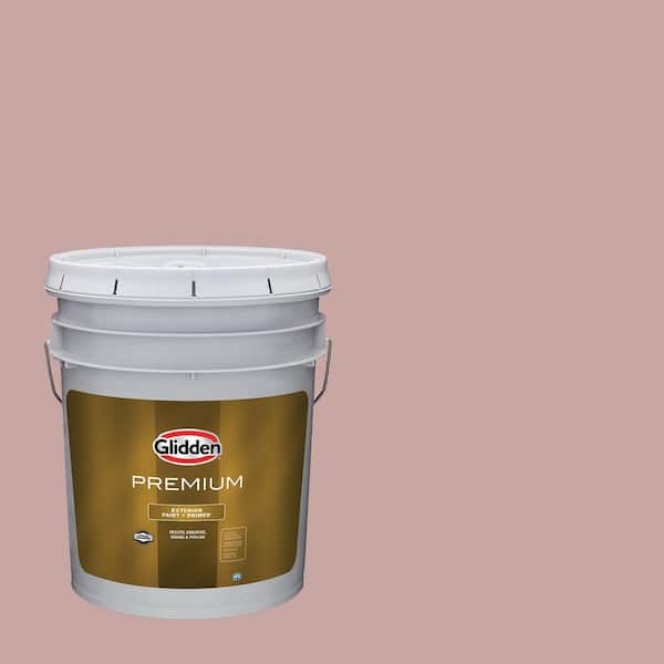 Glidden Premium 5 gal. PPG1059-4 Parfait Flat Exterior Latex Paint