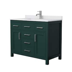 Beckett 42 in. W x 22 in. D x 35 in. H Single Sink Bathroom Vanity in Green with White Cultured Marble Top