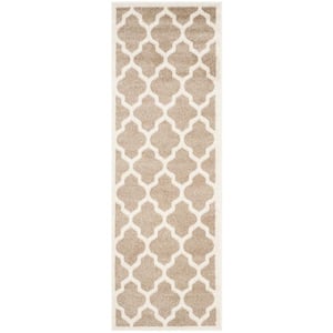 Amherst Wheat/Beige 2 ft. x 13 ft. Geometric Trellis Runner Rug