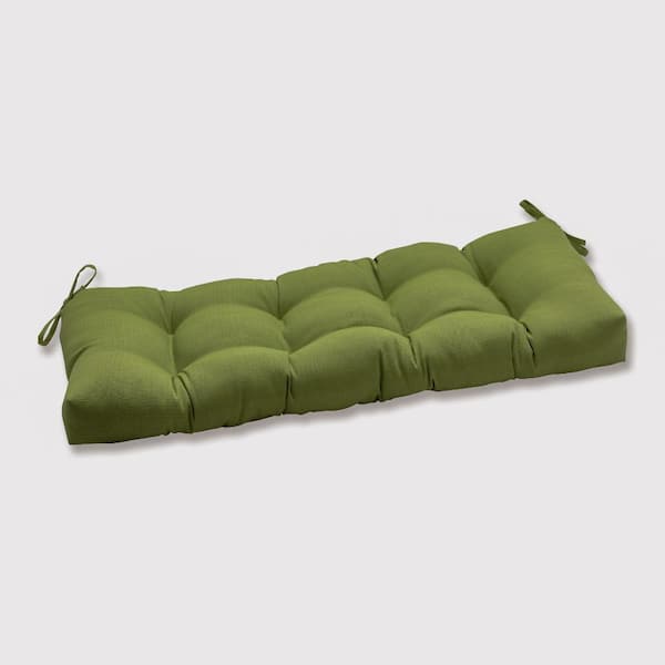 Pillow Perfect Solid Rectangular Outdoor Bench Cushion in Green