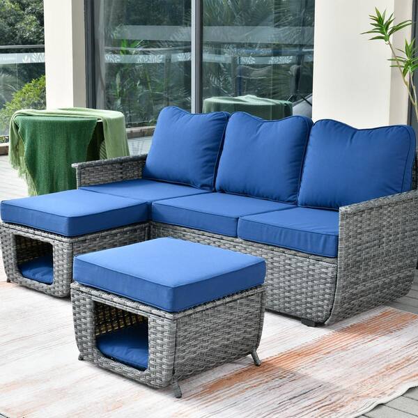 Navy blue deals wicker furniture