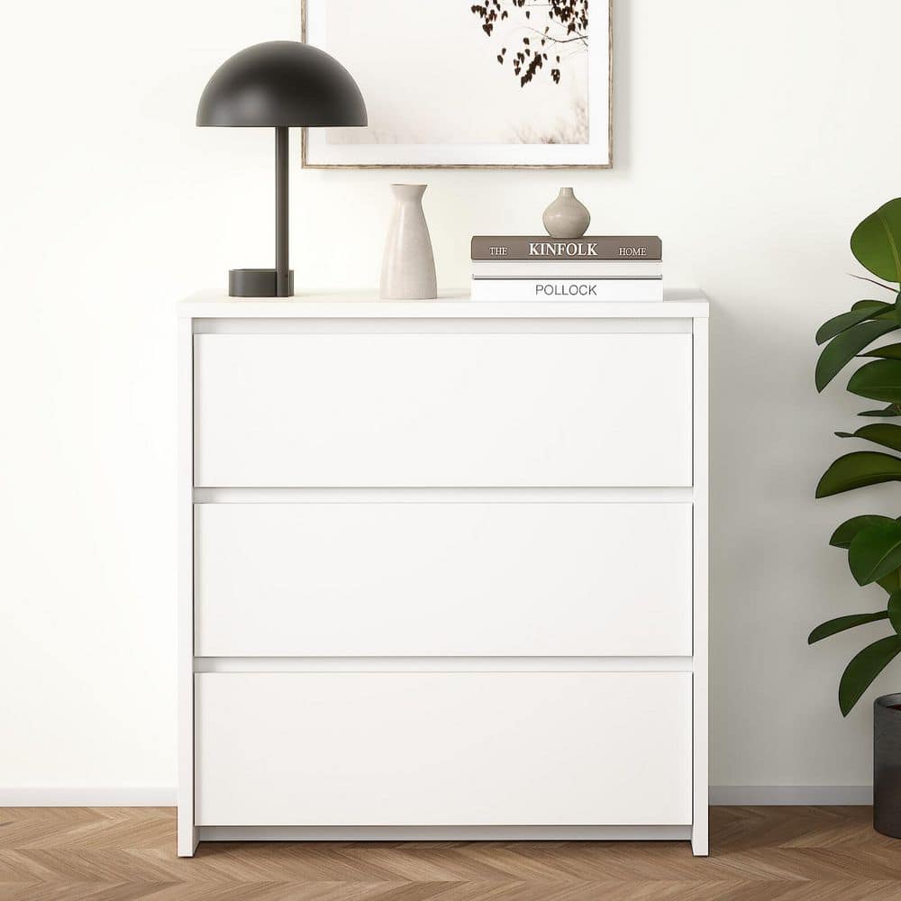 White 32" Modern 3-Drawer Chest Dresser