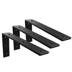 16 in. x 6 in. x 2.5 in. Heavy Duty 3/8 in. Thick Black Countertop Support Bracket, Shelf L Bracket (3-Pack)