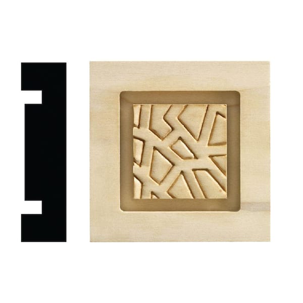 Cracked Ice Collection 13/16 in. x 3-1/4 in. x 3-1/4 in. White Hardwood Casing Door and Window Corner Block Moulding