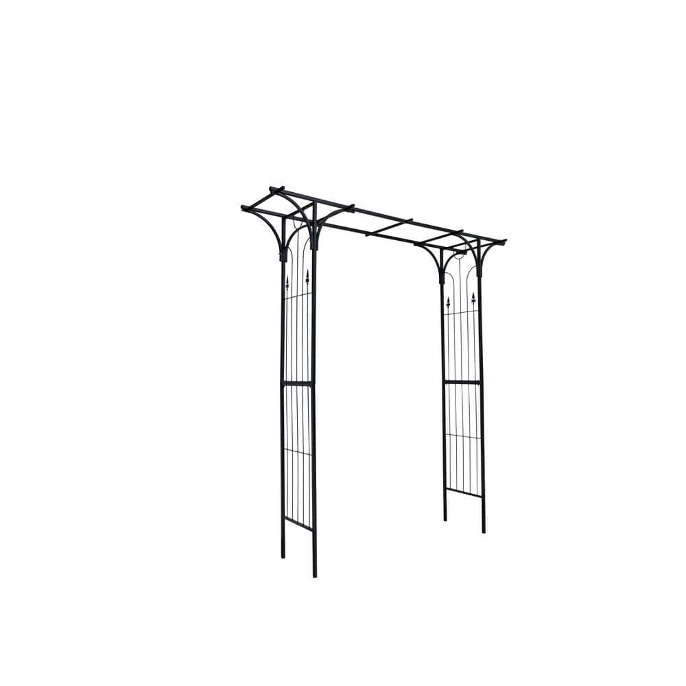 Black 87 in. Metal Garden Trellis Arch Garden Arbor Climbing Plants Support