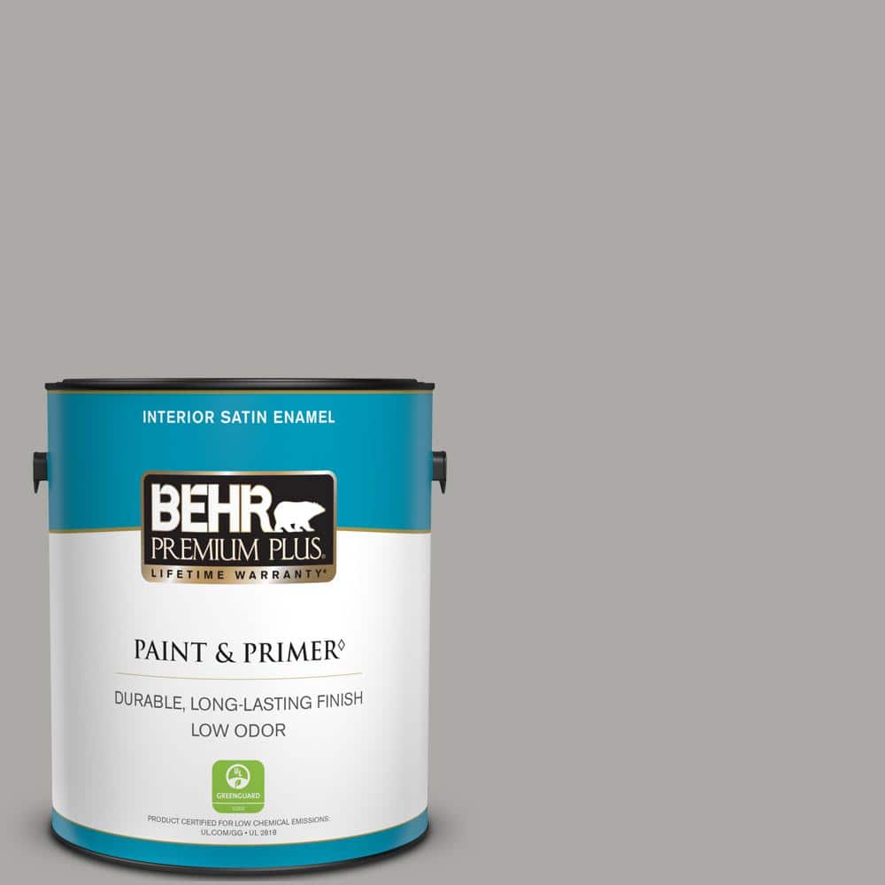 BEHR PREMIUM PLUS 1 gal. PPU1814 Cathedral Gray Satin Enamel Low Odor