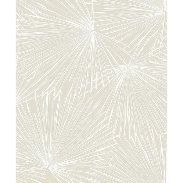 57.5 sq. ft. Metallic Ivory Elvis Palms Unpasted Nonwoven Paper Wallpaper Roll