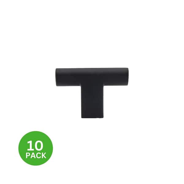 10-Pack Vail 2 in. (51 mm) Modern Matte Black T-Shaped Cabinet Knob