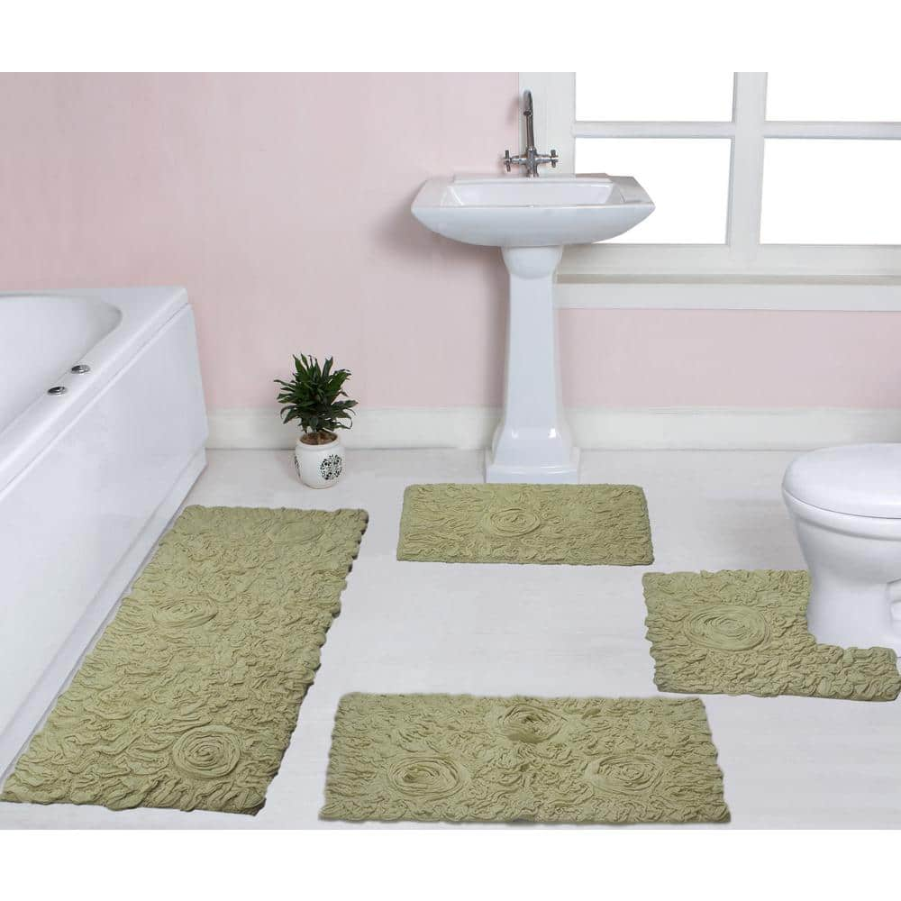 Lavish Home Lavish Home 67-0018-I 100 Percent Cotton 2 Piece Bathroom Runner  Set; Ivory 67-0018-I