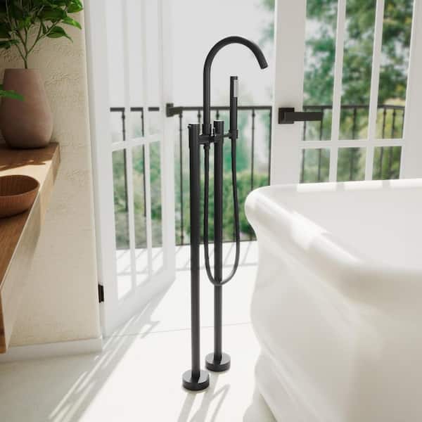 Caribbean Single-Handle Freestanding Tub Faucet with Handshower in Matte Black