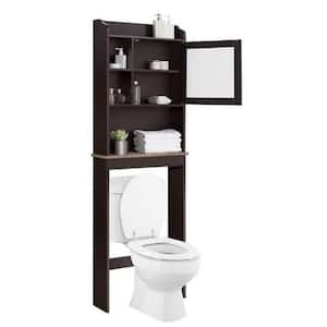 Naples 23.23 in. W x 68.11 in. H x 7.48 in. D Dark Brown Over-the-Toilet Storage with Adjustable Shelves