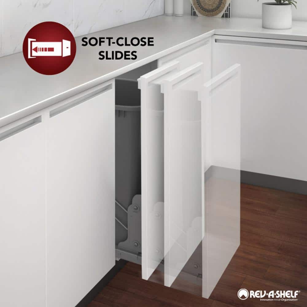 Rev-A-Shelf 5" Natural Wood Pull-Out Cabinet Organizer with Stainless Steel Bins