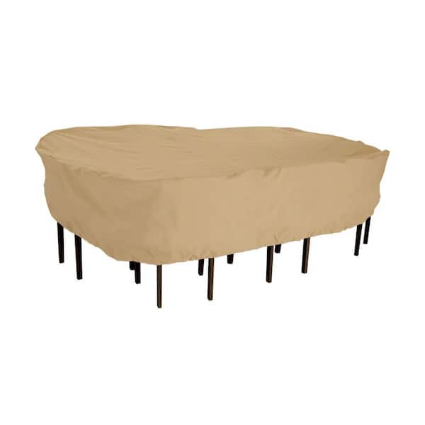 Classic Accessories Terrazzo 89 in. L x 57 in. W x 23 in. H Oval Patio Table and Chair Set Cover