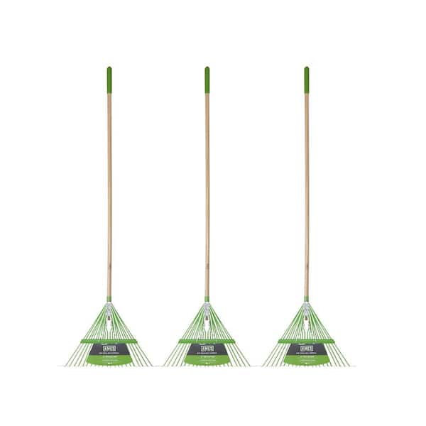 3-Piece Steel-Tine Leaf Rakes with Hardwood Handles Garden Tool Set