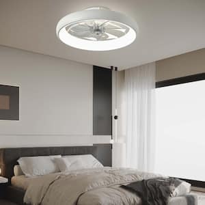 20 in. LED Indoor White Bladeless App Control Low Profile Ceiling Fan with Light Semi Flush Mount Bedroom Lighting