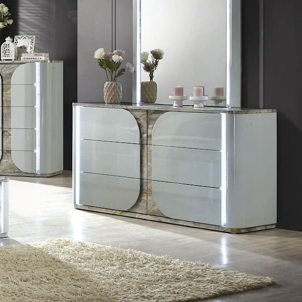 Furniture of America Nomite White 6-Drawer 61.5 in. Dresser with