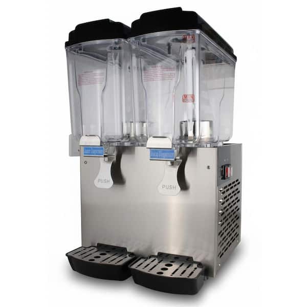9.6 gal. Stainless Steel Commercial Cold Beverage Dispenser, 2-Tank Fast Cooling Iced Tea Drink Machine