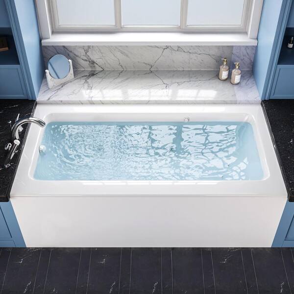 Amber Series 60 in. x 32 in. Rectangular Whirlpool Bathtub with Left Side Drain and V-Style Back Jets in Glossy White