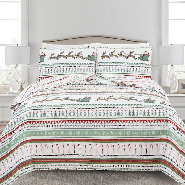 Christmas Holiday 3 Piece factory Quilt Set FULL/QUEEN