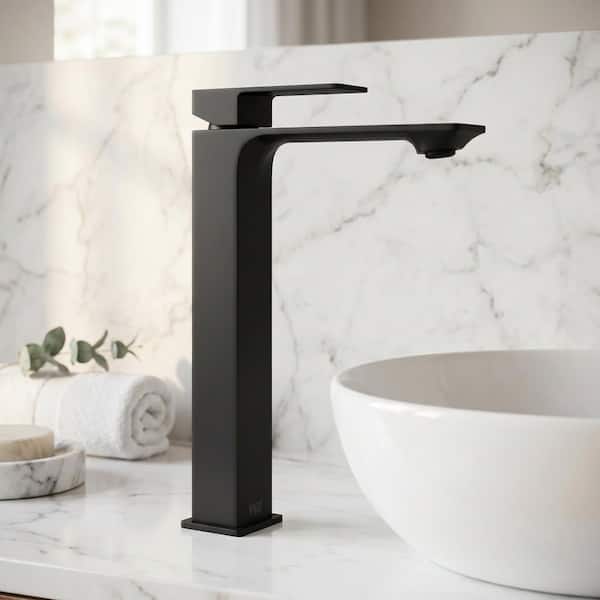 Dunn Single Handle Single-Hole Bathroom Vessel Faucet in Matte Black