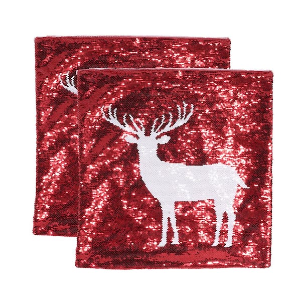 Christmas Pillow Covers 18x18 Set of 4 Merry Christmas Outdoor Pillow Cases  Let It Snow Deer Holiday Decorations Red Truck Xmas Throw Pillows