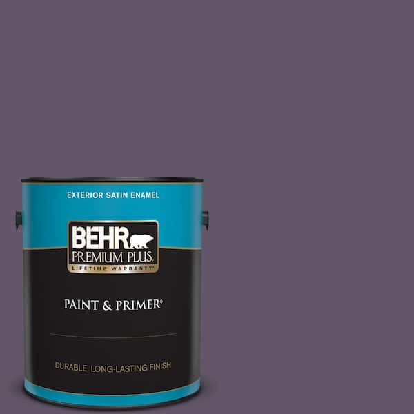 BEHR PREMIUM PLUS 1 gal. #PPU17-04 Darkest Grape Satin Enamel Exterior Paint & Primer