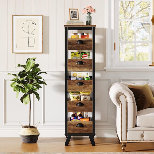 Bachel Brown 5 Shelf Wood 11.81 in. W Baker's Rack for Kitchen and Living Room