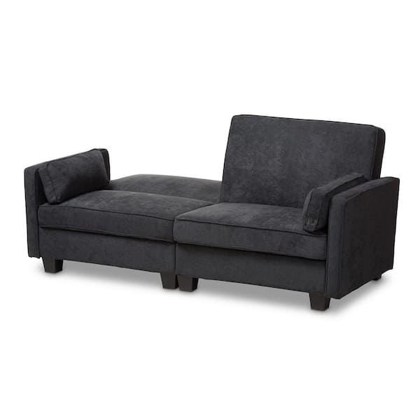 Baxton Studio Felicity 82.7 in. Dark Gray Polyester 3 Seater Twin