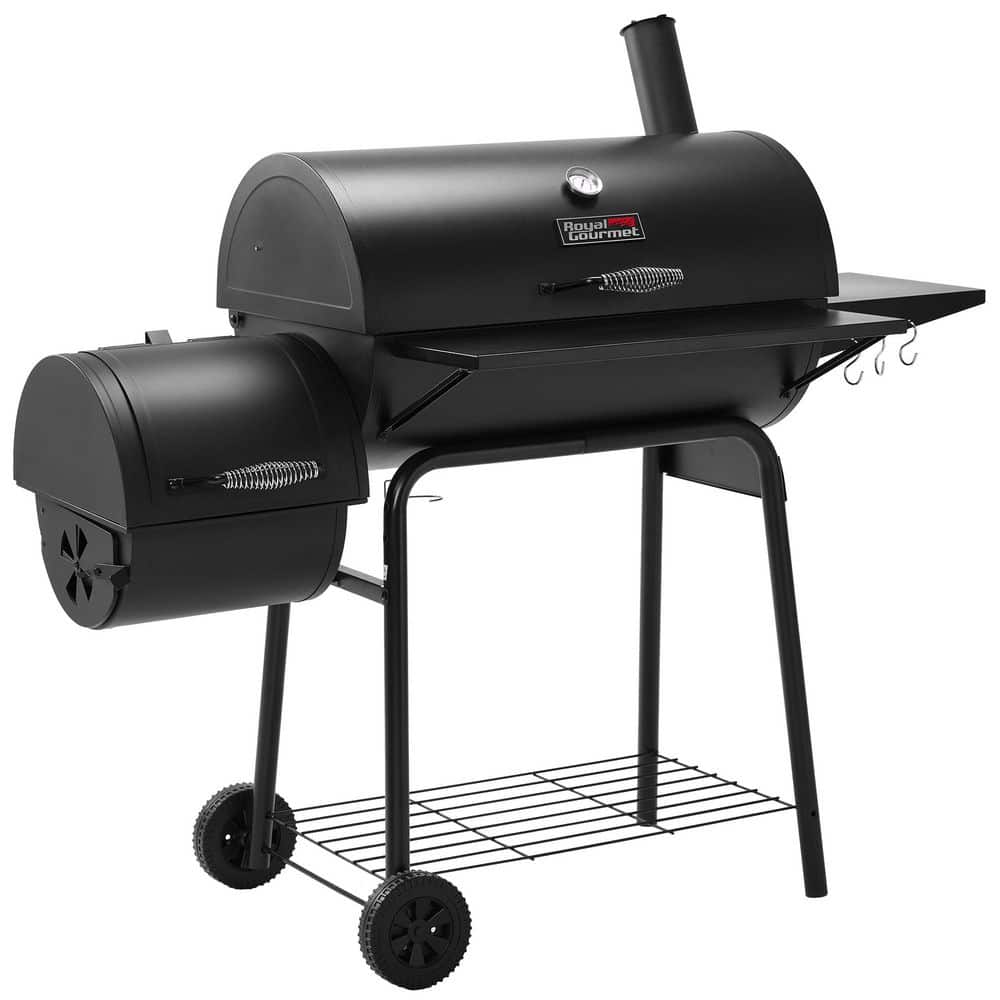 Royal Gourmet Black 48" Charcoal Grill with Offset Smoker