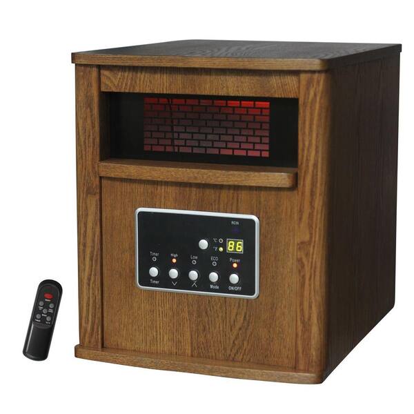 Lifesmart 1500-Watt 6-Element Infrared Bulb Heater with Wood Cabinet and Remote