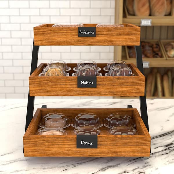 16.5 in. 3-Tier Wooden Staircase Display Case