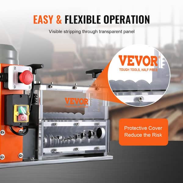 VEVOR Automatic Wire Stripping Machine 0.06in. to 1.26in. Electric Cable  Stripper Peeler 750W 10 Channels for Copper Recycling B750W101538MMFDI9V1 -  The Home Depot