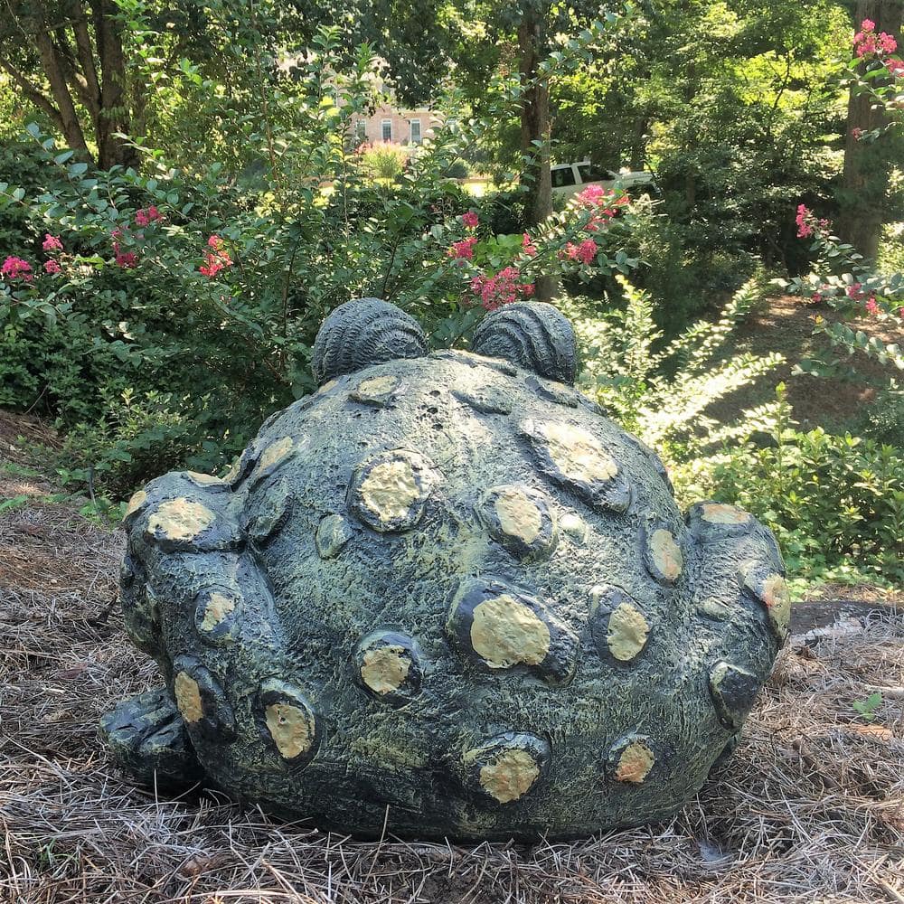 Large Dark Natural Resin Toad Garden Statue