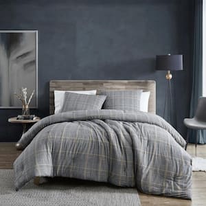 Sussex Flannel 3-Piece Beige Geometric Cotton Full/Queen Duvet Cover Set