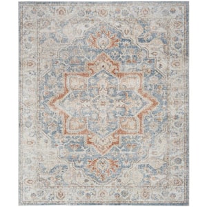 Astra Machine Washable Denim Multi 9 ft. x 12 ft. Distressed Traditional Area Rug