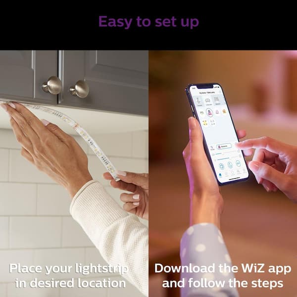 Wi-Fi Depot 560755 ft. Home Light White Color Tunable Wiz - 6.6 Connected Smart Plug-in Strip and The Dimmable Philips